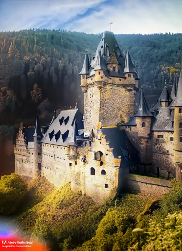 Firefly_A+stunning, ultra realistic photograph of the 12th century Eltz Castle, located in Wierschem, Germany, expertly captured to showcase its historic grandeur and architectural splendor. The image 